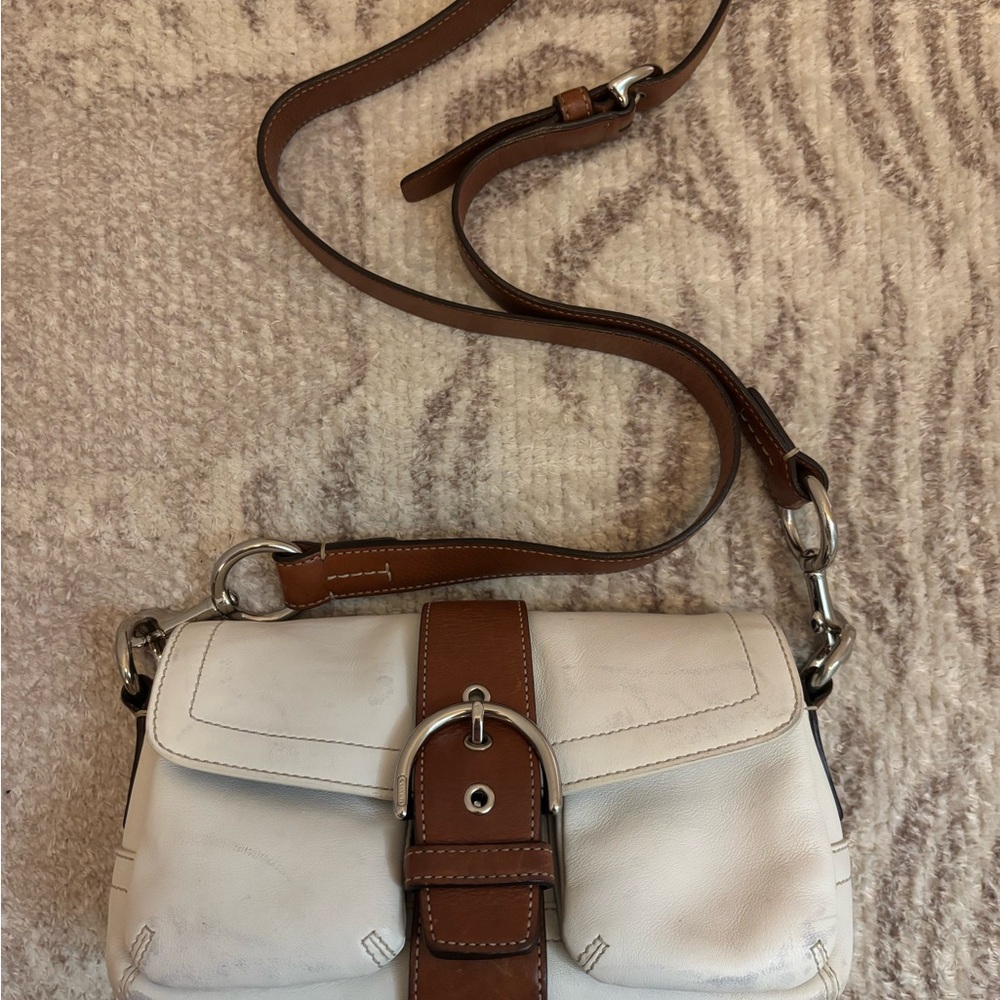 COACH white leather crossbody